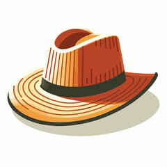 Australian cowboy hat (Akubra hat) with a simple and minimalist flat design using a white background