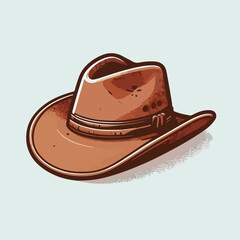 Australian cowboy hat (Akubra hat) with a simple and minimalist flat design using a white background