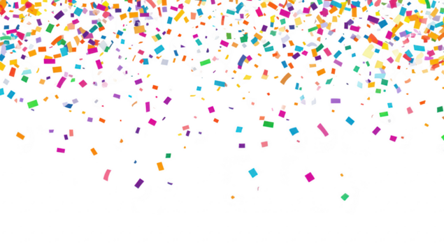 A explosion of colorful confetti falling against a clean white background. creating a festive atmosphere suitable for celebrations. parties. and joyful occasions