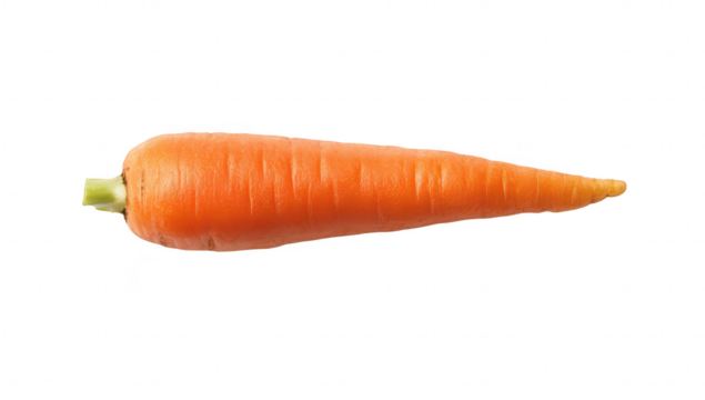 A orange carrot lying on a clean white surface. its natural shape and texture. ideal for culinary presentations. healthy eating promotions. and food-related content