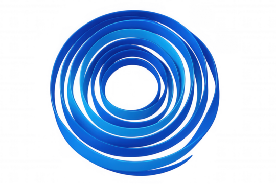 Blue spiral lines forming an abstract swirl design with gradient effect on transparent background - Powered by Adobe