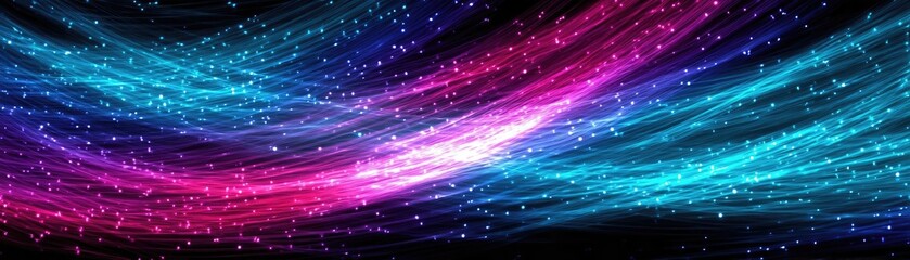Fototapeta premium Abstract background of neon fiber optic lines concept. A vibrant abstract background with dynamic flowing colors.