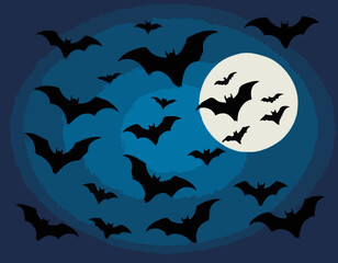 Bat silhouettes vector hand drawn different flying bats animals night fly element