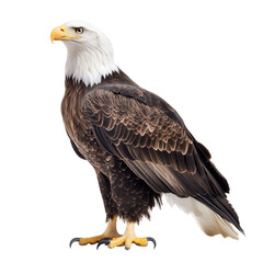 Fototapeta premium A majestic bald eagle stands proudly with its wings slightly spread. its impressive feathers and sharp beak. against a clean white background. ideal for wildlife and nature photography