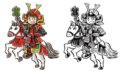 白馬に乗った甲冑姿の武将