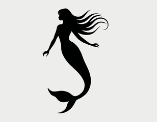 mermaid silhouette isolated on white background