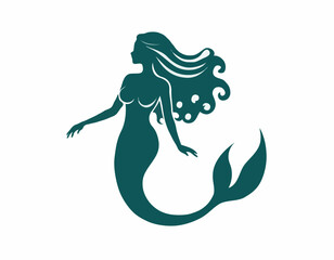 mermaid silhouette isolated on white background