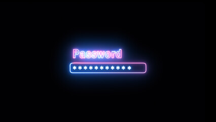 Glowing neon username and security password on computer screen. Login and digital safety concept. illustration