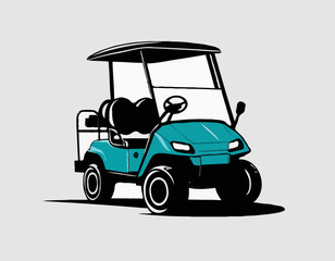 Vector Illustration of a Golf Cart Silhouette, Club Car Style, Ideal for Hobby Enthusiasts, Isolated on White Background.