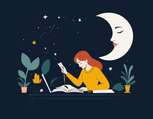 Young Girls writer in the moon