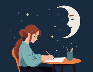 Young Girls writer in the moon