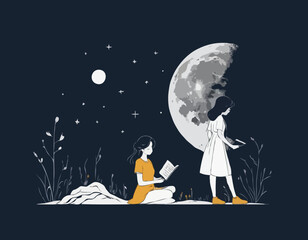 Young Girls writer in the moon