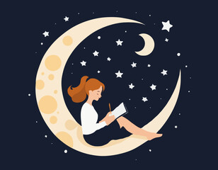 Young Girls writer in the moon