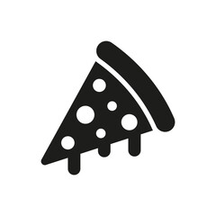 Pizza slice icon. Pizzeria logo in flat style. Fast food pictogram for apps and web sites, infographic. Piece of pizza vector illustration
