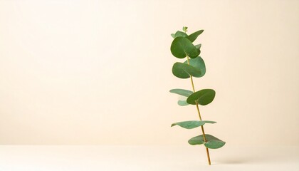 Eucalyptus Sprig on Neutral Background