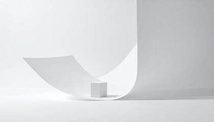 Abstract White Cube and Paper Forms