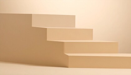 Beige Cuboid Steps on Light Background