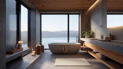 Fototapeta premium AI-Generated Bathroom With Morphing Shapes