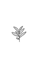 Simple black and white line art of a leafy sprig.