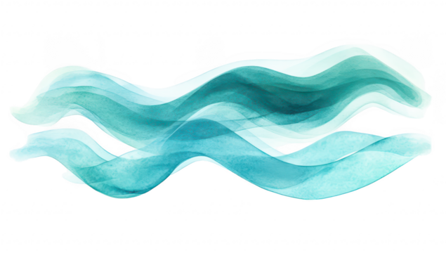 Abstract watercolor waves in shades of blue and green gracefully flowing across the canvas. evoking a sense of calm and serenity. ideal for backgrounds in design projects