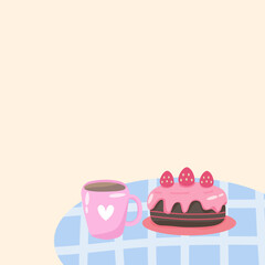 Background cup of coffee with cake 