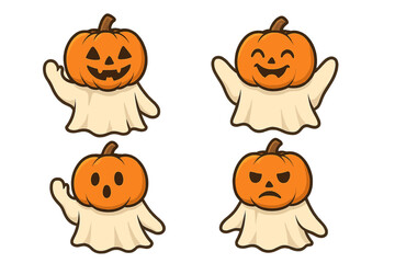 Pumpkin Ghost Pack Vector