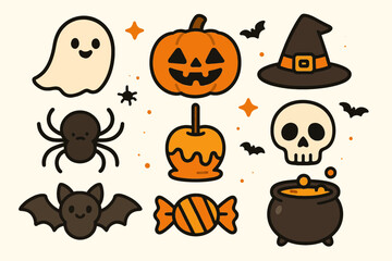 Cute Halloween Icons Vector