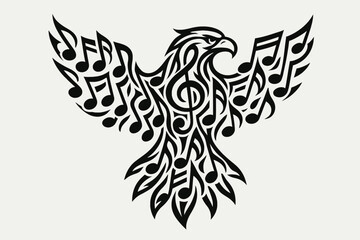 Obraz premium Eagle with Music Notes Vector