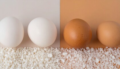 White and Brown Eggs on Textured Background