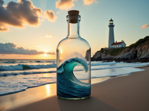 bottle of water on the beach