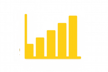 Bar chart showing data analysis and financial growth, symbolizing business progress, success, and rising statistics on transparent background