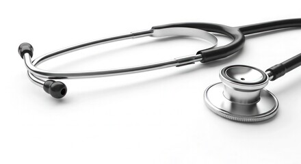 Modern stethoscope on white background symbolizing healthcare and medical checkups, perfect for wellness campaigns and doctor's office promotions with a clean and professional feel