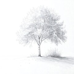 Fototapeta premium A detailed pencil sketch of a birch tree