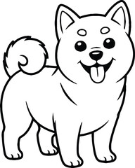 Fototapeta premium Pomeranian Puppy Outline, Fluffy Dog Line Art, Cartoon Dog Line Art Design, fully vector design