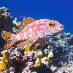 Vibrant fish swimming gracefully through colorful coral reef, showcasing its unique patterns