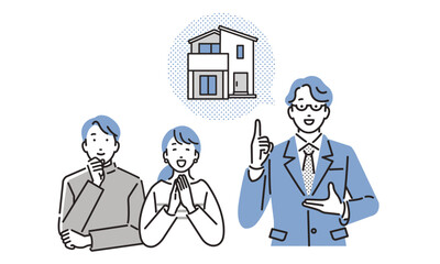 ハウスメーカーの男性スタッフと夫婦イメージ