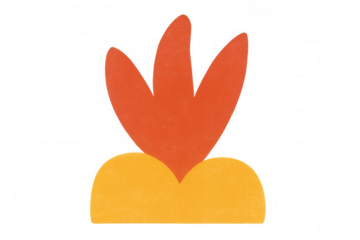 Flame illustration creating an abstract bonfire or fire icon with orange and yellow textured shapes