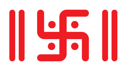 Swastik Symbol with Four Dots and Parallel Lines – Traditional Auspicious Sign, Isolated Transparent Background Vector