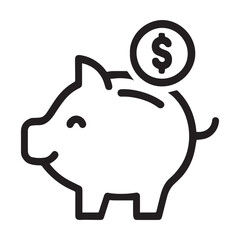 Piggy Bank Icon with Dollar Coin