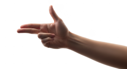 Human hand making a gun gesture isolated on transparent background