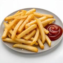 potatoes stick fries on a white background