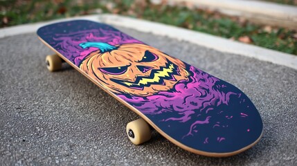 Halloween Skateboard With Pumpkin
