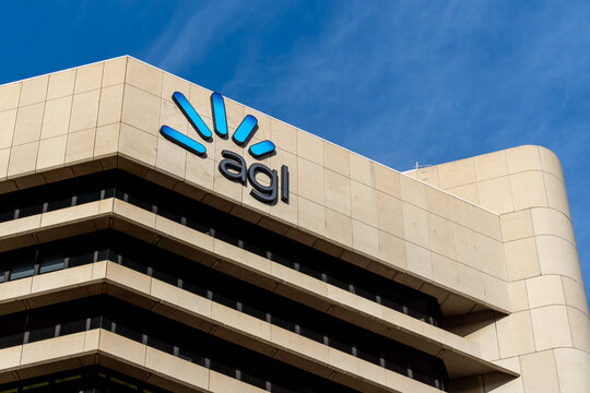 Adelaide, Australia - August 14, 2025: AGL Energy office at 100 King William Street in the CBD, Adelaide, Australia. AGL Energy Ltd is an Australian listed public company. 