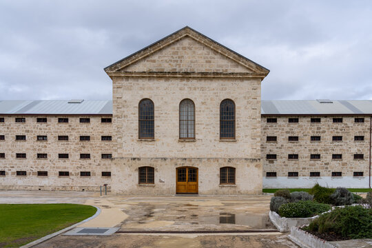 Fremantle, Australia - August 26, 2025: Exterior of Fremantle Prison in Fremantle, Australia. Fremantle Prison is a former Australian prison and World Heritage Site. 