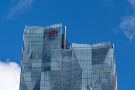 Toronto, ON, Canada - September 21, 2025: CIBC Headquarters in Toronto, Canada. CIBC (Canadian Imperial Bank of Commerce) is a Canadian multinational banking and financial services corporation