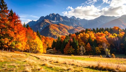 Naklejka premium Autumnal mountain vista