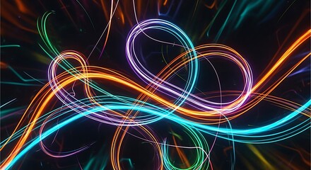 Abstract dynamic light trails creation, energetic curved patterns design