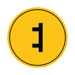 Fototapeta premium Yellow Circular Sign with Minimalist Black Symbol in Center