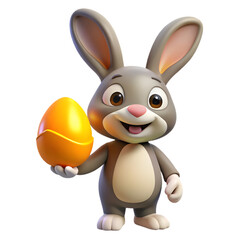 easter bunny with egg animal illustration vector cute toy design icon logo