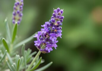 Captivating close-up of lavender blossom against a blurred verdant background